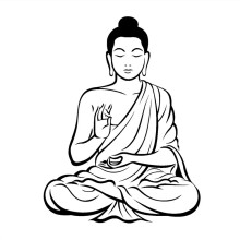 DIY Schwarzer Wandaufkleber Meditierender Buddha Abziehbild Abnehmbare Kunstwand Wohnkultur