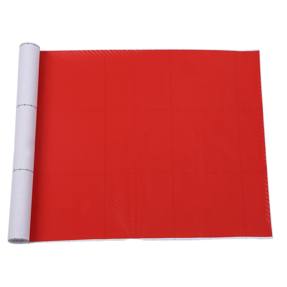 Diy 30X127 3D Carbon Fiber Decal Vinyl Film Wrap Roll Adhesive Car Sticker Sheet Red 6031804382751
