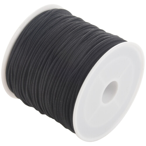1 Rol 24M Lang Zwart Rond Elastisch Draadkoord 1 mm
