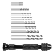 Hand Twist Drill Bits Set,DIY Precision Pin Vise Model  Hand Spiral Drill with 25pcs 0.3mm to 3.0mm Micro-Drill Bits (Black)