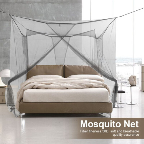 4-Corner Bed Netting Canopy Mosquito Net for Queen/King Sized Bed 190*210*240cm (Black) 1