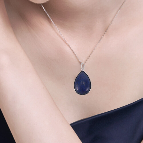 Collana-Ciondolo gemma preziosa Lapislazzuli 1.42x1.02" 1