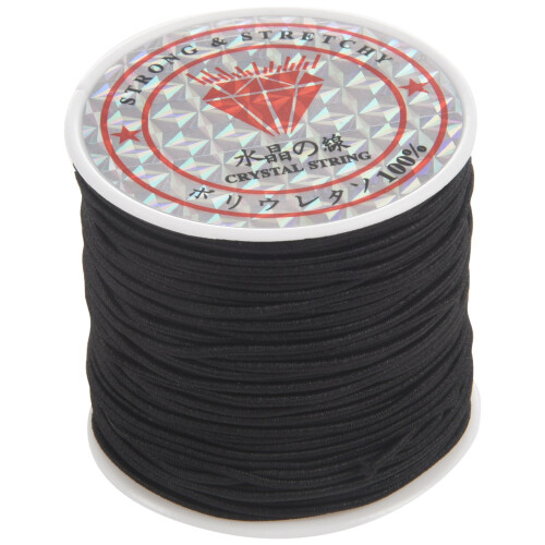 1 Rol 24M Lang Zwart Rond Elastisch Draadkoord 1 mm 2
