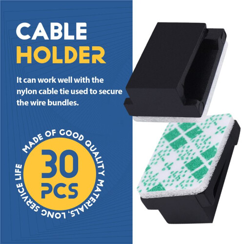 30x Cable holder Cable clip Cable clamp Self-adhesive black 1