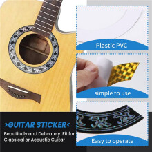 Sound hole Rose Decal Sticker for Acoustic Classical Guitar Parts Black+Silver