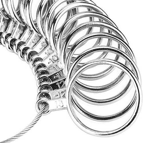 Stainless Steel S Finger Sizer Measuring Ring Tool, Size 0-13 with Half Size 2