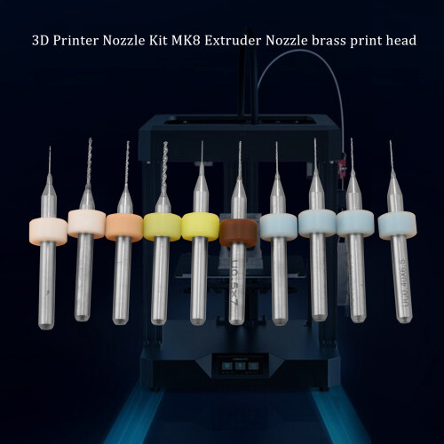 3D Printer Nozzle Kit MK8 Extruder Nozzles Copper Print  with Cleaning Drill Bits for  CR-10 1