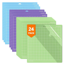 24 Pack Cutting Mat, 12x12 Inch (Light, Standard, Strong), Vinyl Mat Variety Adhesive Mats
