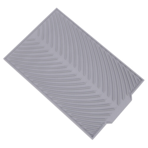 2X Silicone Dish Drying Mat Flume Folding Draining Mat,Rectangle Drain Mat Drying Dishes Pad Gray 2