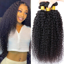 Brazilian Kinky Curly Hair Bundles 10A Virgin Human Hair Weave Natural Black 16 18 20 Inch