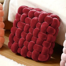Knot Pillows Square Plush Throws Soft Accent Pillows Decoration Cushion for Couch Home Living Room Bedroom Sofa Red