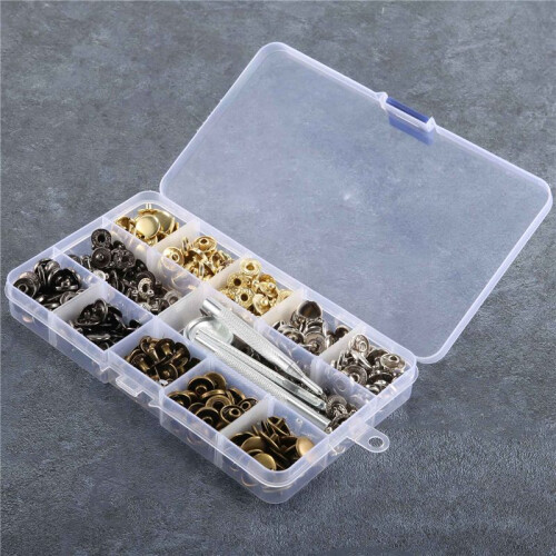 100 Set Leather Snap Fasteners Kit, 12.5Mm Metal Button Snaps Press Studs, 4 Color Leather Snaps for Clothes, Bags 2