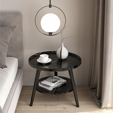 2 Tier End Table Bedside Table For Small Spaces Boho Farmhouse Black 50x50x48 Cm 20x20x19 In Easy Assembly