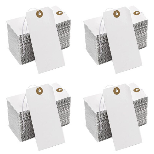 Large Reinforcing Hole Paper Tag with String Attached,800 Pcs Paper Hanging Tags with Elastic Rope Attached