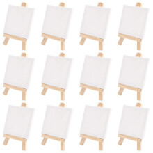 Artists 3 inch x3 inch  Canvas & 5 inch  Easel Set Painting  Drawing - Set Contains: 12  Canvases & 12  Easels