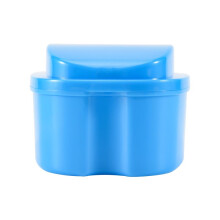 Denture Case, Denture Cup with Strainer, Denture Bath Box False Teeth Storage Box with Basket Net Container Holder for Travel