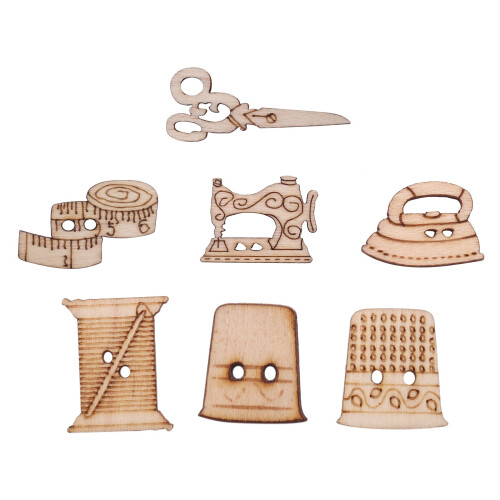 100Pcs Sewing Machine Scissors Shaped Wooden Buttons Sewing Button For Children Clothes Decorative Button Scrapbooking Accessory 1