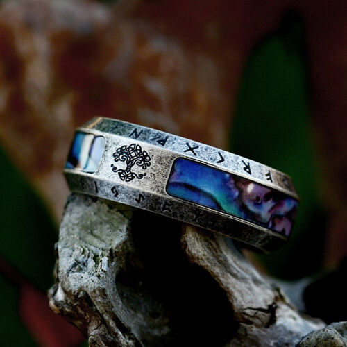 Practical Men's Vikinged Yggdras Rings-13 ancient silver 1