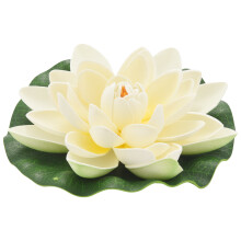 6 StüCke KüNstliche Schwimm Schaum Lotus Blumen, mit Seerose Pad Ornamente, Elfenbein Weiß, Perfekt für Patio Koi Teich Pool Aquarium Hausgarten