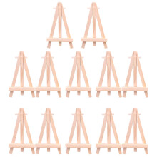 12 Pack 5 Inch Wood Display Easel Natural Wooden Tripod Holder Stand for Displaying Small Canvases and Photos
