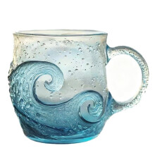 Wave Glass 12oz Wave Glass Idiografisch Getextureerde Mok met Strandliefhebbers Thema B