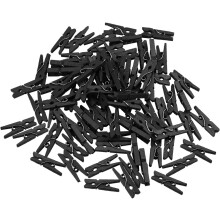 Elegant Black Wooden Clothespins, Anti-rust, Moisture-resistant Solid Construction for Home Decor, Diy Craft Projects, Strong Springs Guarantee No Dis