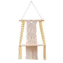 Macrame Wall Hanging Shelf Boho for Bedroom - Woven Rope Macrame Wall Art As Boho Bathroom Shelf Decor
