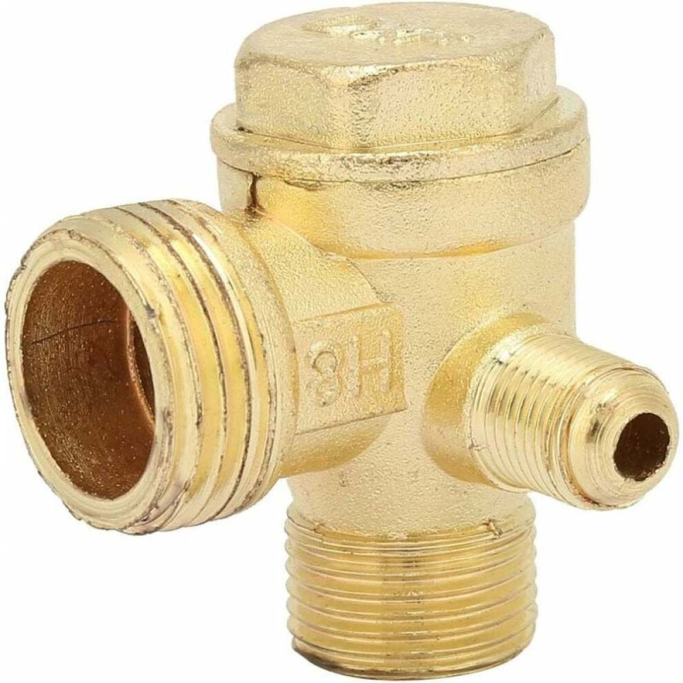 Brass Replacement Check Valve, 3 Way Pneumatic Accessory For Air Compressor Units, Zinc Alloy Unidirectional Valve With Multiple Thread Connecting Opt 9441426693932