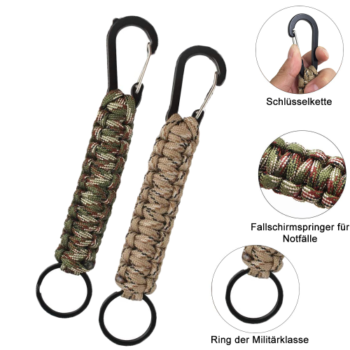 Μπρελόκ Paracord στρατιωτικής ποιότητας Survive Outdoors, συμπαγές ελαφρύ κλιπ καραμπίνερ, 2