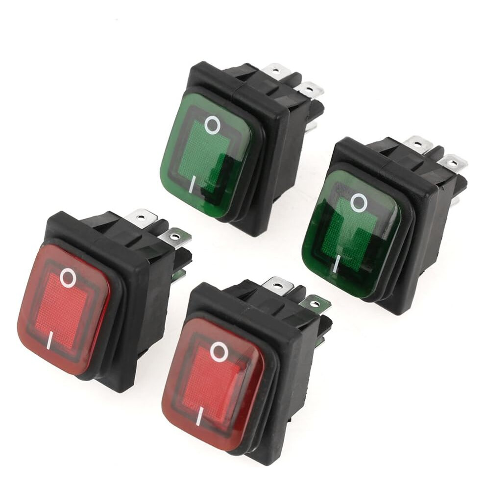 On-Off Rocker Switch For Automotive Use, 4 Pins 2 Position Rocker Switch With Waterproof Feature, Illuminated Indicator Power Switch For Marine Light 9128293955249