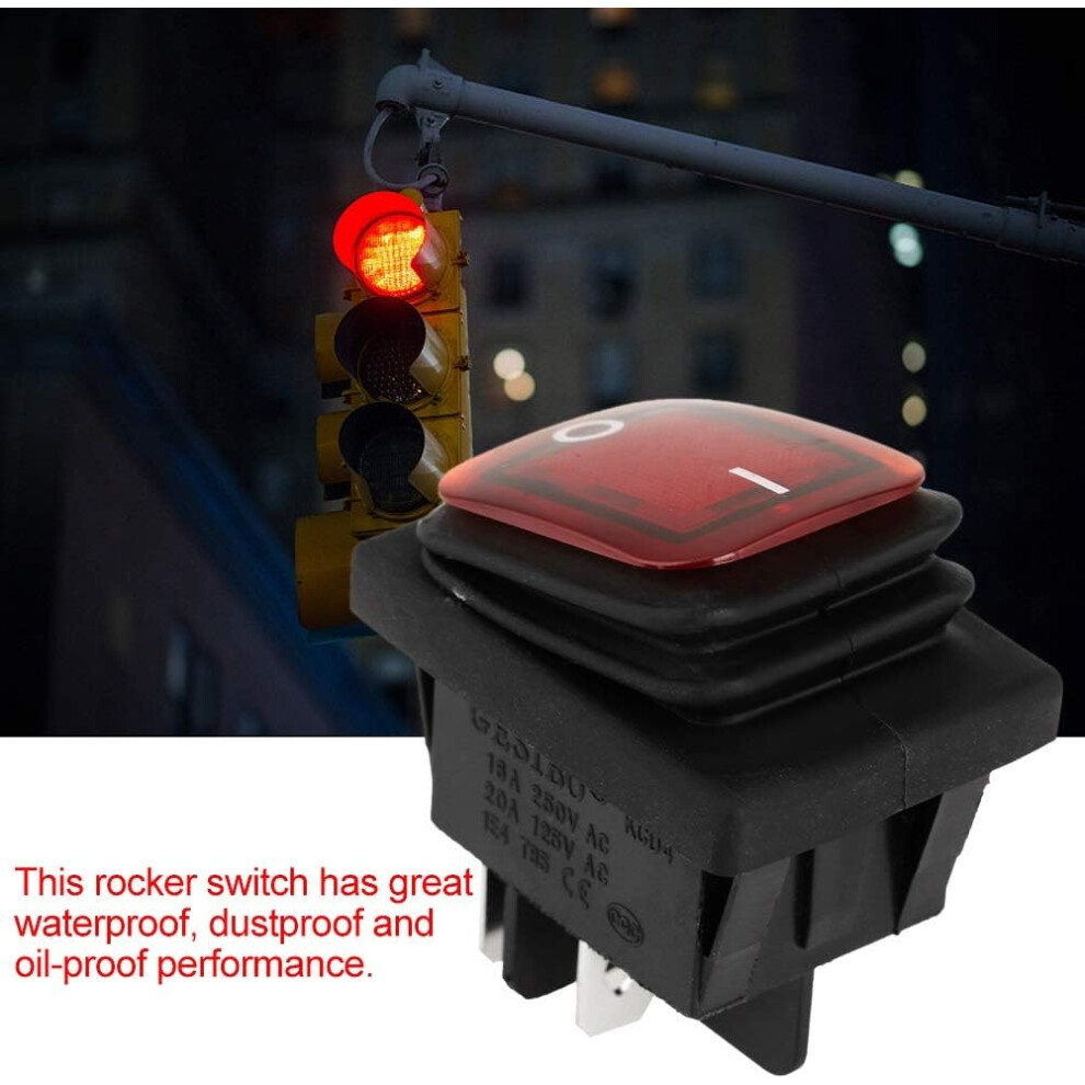 Rocker Switch For Marine Applications, Waterproof 4 Pins Rocker Switch With Indicator Light, On-Off 2 Position Illuminated Power Switch For Boat Car 9169997006899