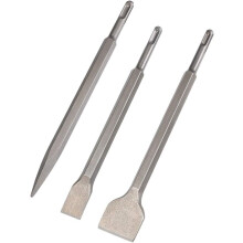 Versatile Use Sds Plus Chisel Set, 3Pc Heavy-Duty Concrete Drill Bits For Demolition, Quick Change System, Ergonomic Non-Slip Handles, Corrosion
