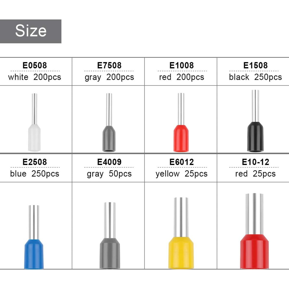 Professional Insulated Copper Crimp Connectors, 1200Pcs Wire Ferrules Kit With High Quality Wire Ferrules Connector For Numerous Wiring Projects 9169997036995
