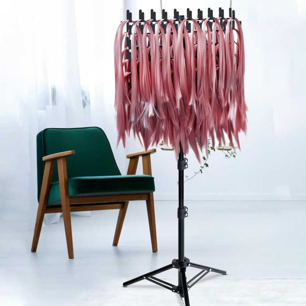 Unisex Braiding Hair Rack Adjustable Height, Hair Extension Holder With 144 Pegs And Braiding Tools, Hair Separator Stand