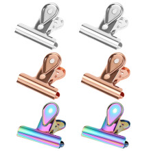 Small Hinge Clip Fasteners for Office and Home, Strong Springs with High Holding Power Metal Binder Clips with Round Hanging Hole, Iron Material Durab