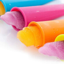 Reusable Ice Pop Makers, Unique One-Piece Design, Vibrant Colors, Set Of 6 (Orange, Purple, Blue)