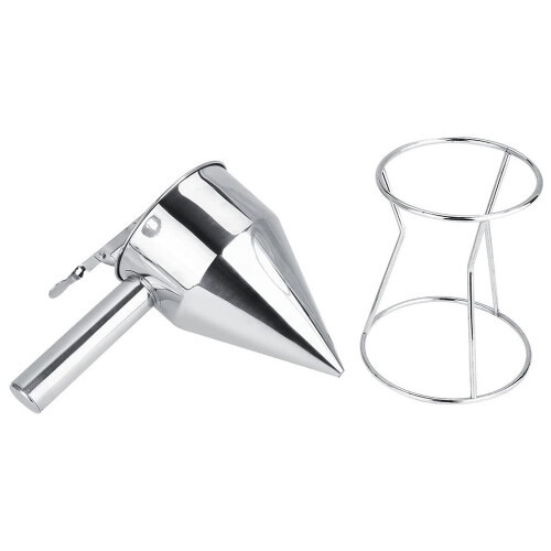 Frosted Stainless Steel Pancake Batter Dispenser, Funnel Dispenser with Automatic Spring for Precise Control, Includes Space-Saving Shelf Extension, 1