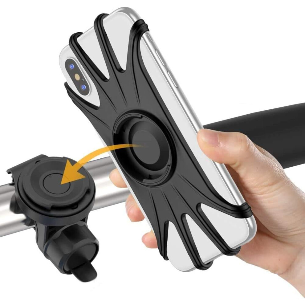 Silicone Phone Holder For Mtb And Bicycles, Universal Mount With 360 Degree Rotation For 4.0"-6.5" Devices, Convenient To Install On 18-36Mm 9128293896641