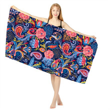Exquisites Design Strandtuch, leichtes, tragbares Mikrofaserhandtuch für einen unvergesslichen Tag am Meer (63" x 31", saugfähig, schnelltrocknend)