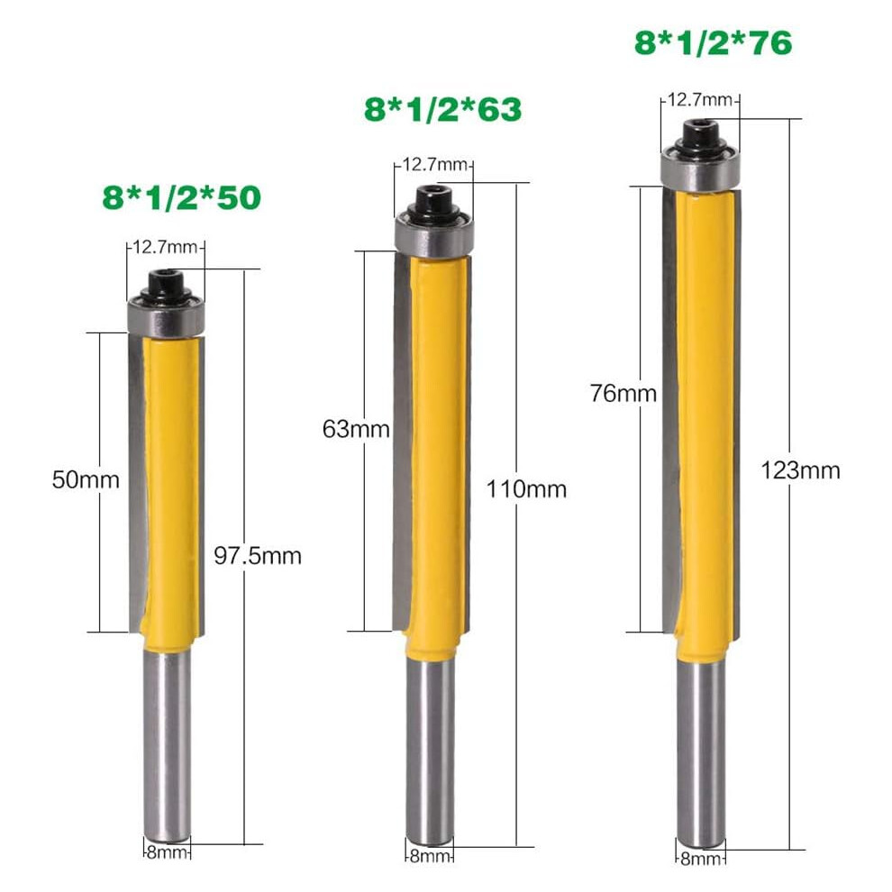 Straight Router Bits For Precision Woodwork, Tungsten Carbide Trimming Cutter With Double Flute For Smooth Cuts, Non Kickback Design For Safety In 9169997980229