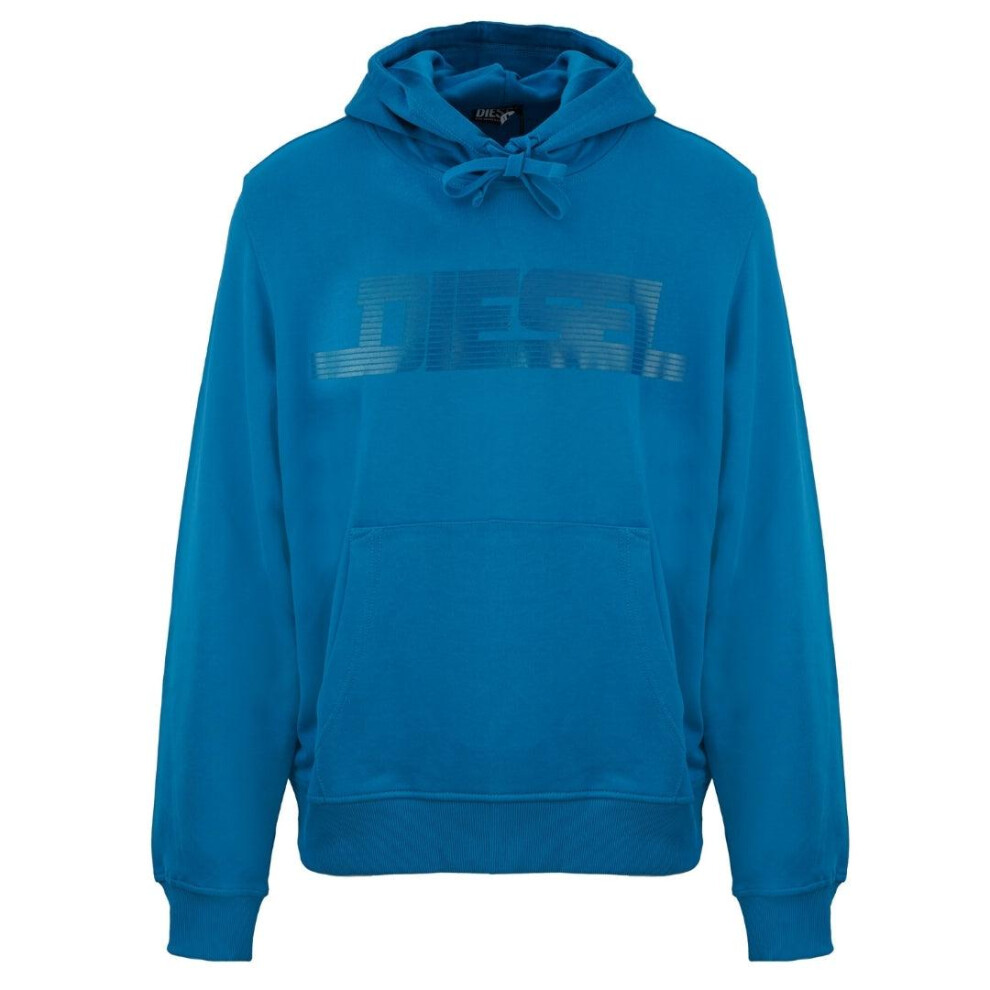 New Diesel Men's (Xl, Sapphire) Monotone Logo Hoodie Blue