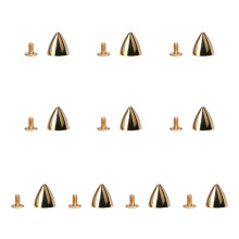 10 Set Punk Style Spikes-licht goud 6 puntige kegels 12x1