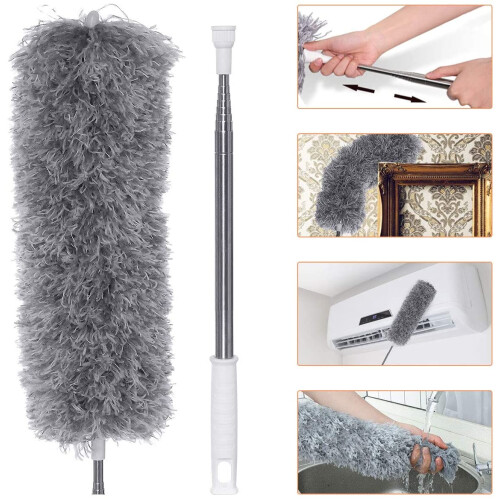 Hook Storage Duster, Extendable to 280 Cm with Bendable Head and Strong Adsorption Microfiber Material for Efficient Cleaning