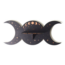 Wooden Bookshelve Wooden Floating Shelves Essential Oil Shelf Moon Shelf for Crystals Moon Phase Stand Wooden Book Shelf