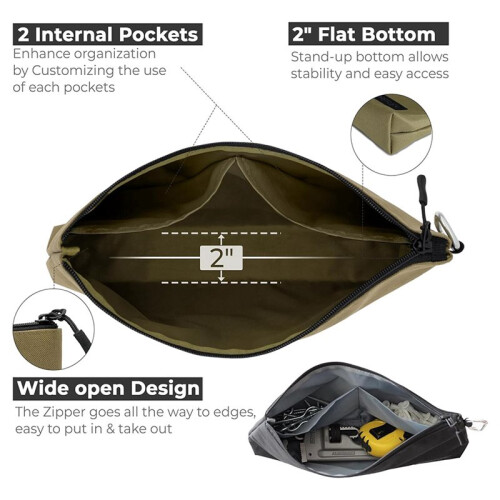 6 Pack Premium Tool Pouch Zipper Bag with Internal Pockets,14inch Tool Bag, Multipurpose Storage Pouch, Flat Bottom 1