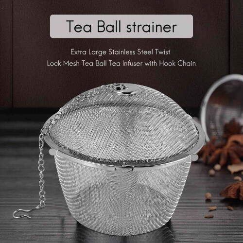 Extra Large Stainless Steel Twist Lock Mesh Tea  Tea Infuser with Hook Chain 2