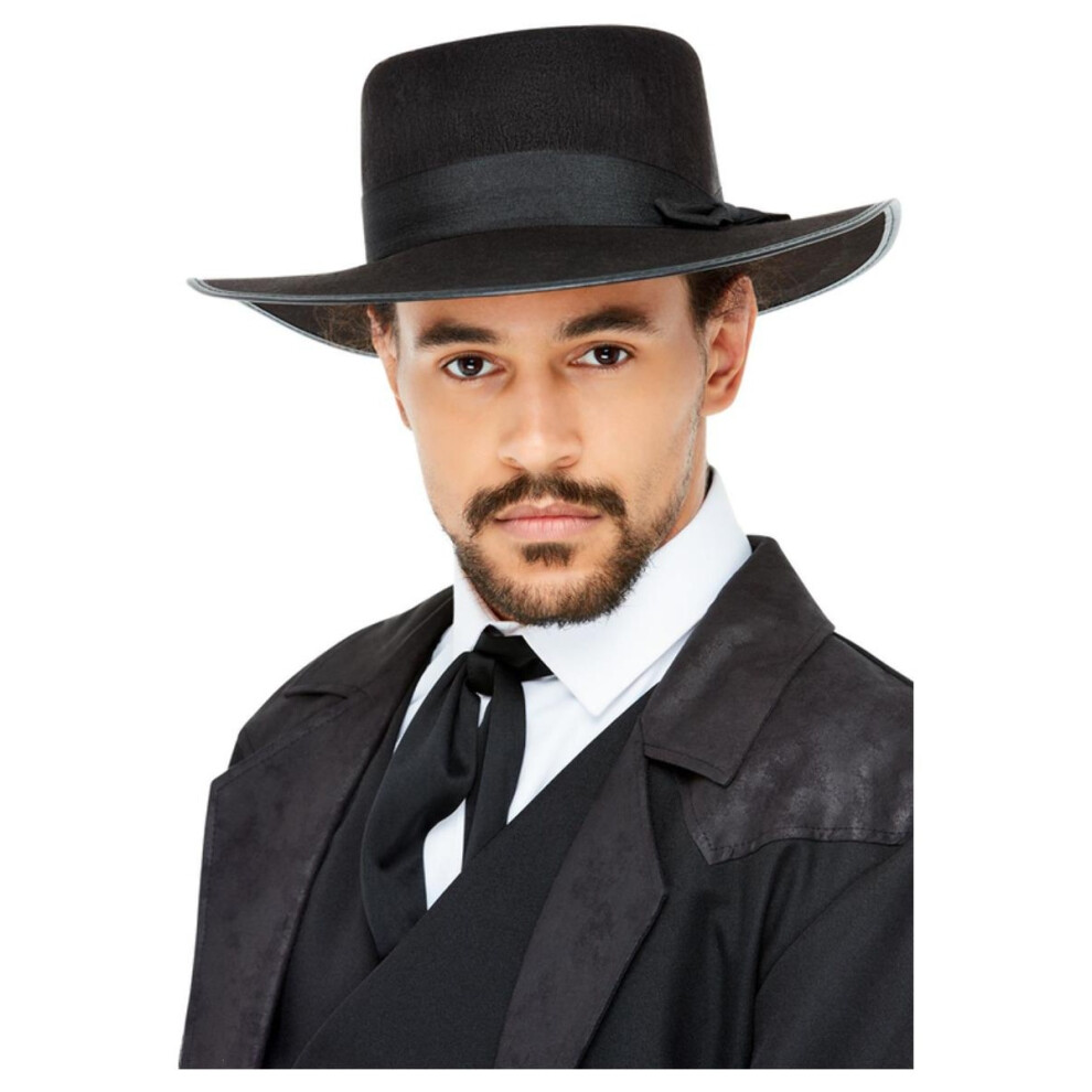 Smiffy's Mens 20S Wide Brim Fedora Black