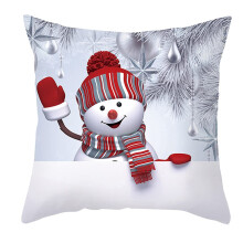 Snowman Pillow 45x45cm, Christmas Backrest Cushion, Silver Color, For Bedroom Sofa
