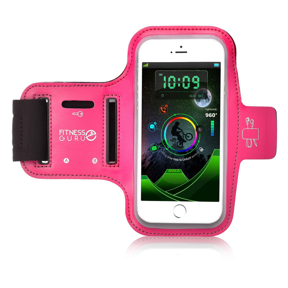 (Pink) Armband Phone Holder For Iphone X, 8, 7, 6 Samsung S9 And All Smartphones Up To 5.2" For Running, Jogging, Gym With Key Holder & Earbuds Holder Pink 5054387347963
