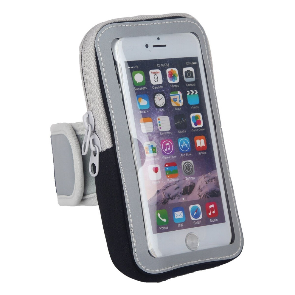 (5.5") Universal Running Mobile Phone Holder Case - Armband Strap With Zipper Storage Pouch - Excerise Workout Armband For Smartphones 5054387348021
